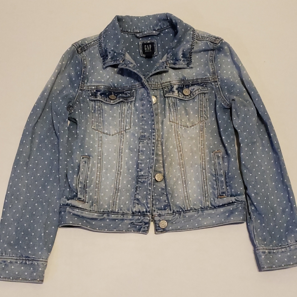 Girls Gap Polka Dot Jean Jacket (Large)